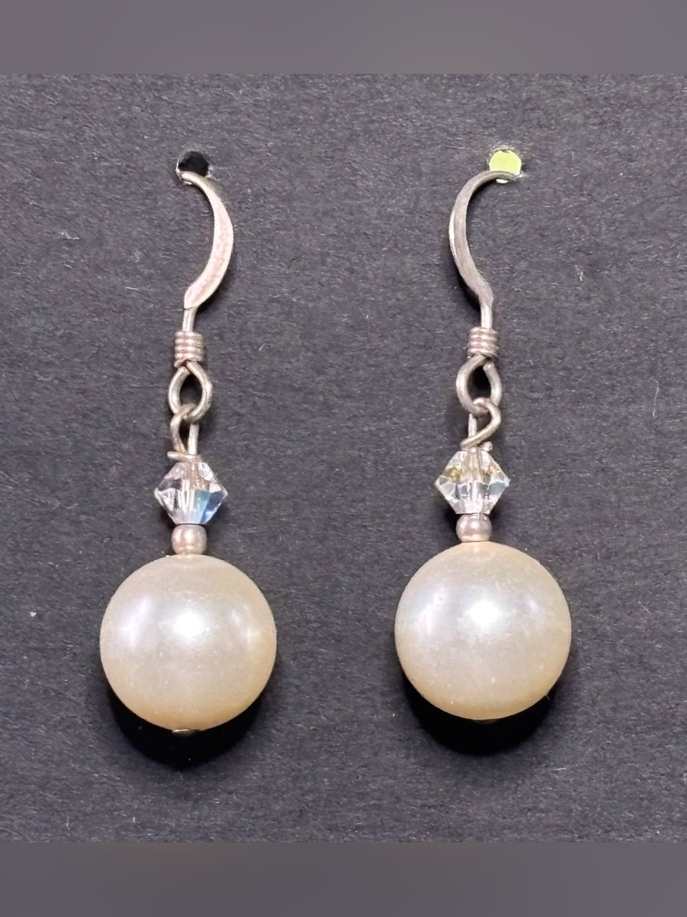 Faux Pearl Drop Dangle Earrings with Crystal Accent